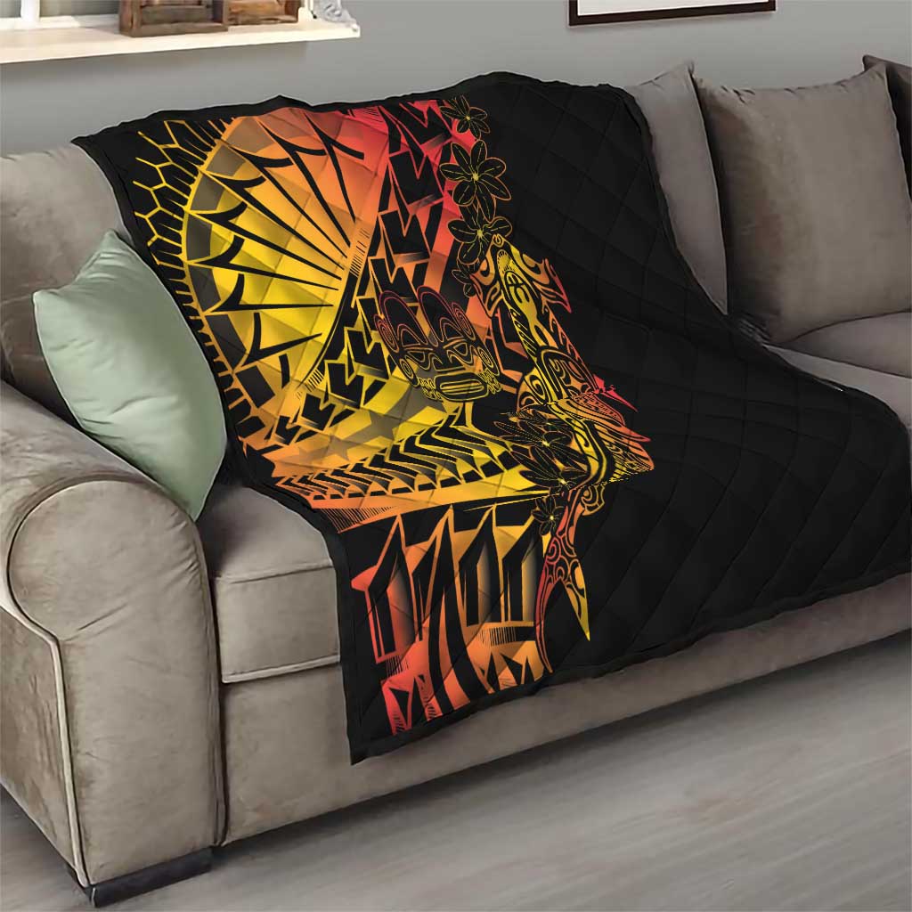 Gradient Marquesas Islands Quilt Marquesan Matatiki Hammerhead Shark Patutiki LT14 - Polynesian Pride