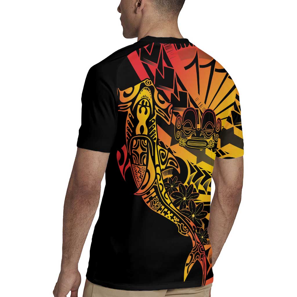 Gradient Marquesas Islands Rugby Jersey Marquesan Matatiki Hammerhead Shark Patutiki - Polynesian Pride