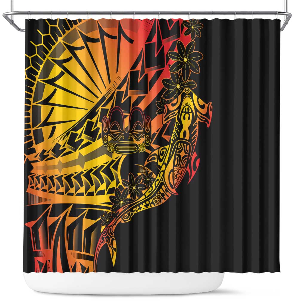 Gradient Marquesas Islands Shower Curtain Marquesan Matatiki Hammerhead Shark Patutiki LT14 Yellow - Polynesian Pride