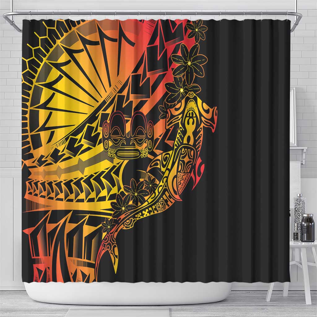 Gradient Marquesas Islands Shower Curtain Marquesan Matatiki Hammerhead Shark Patutiki LT14 - Polynesian Pride