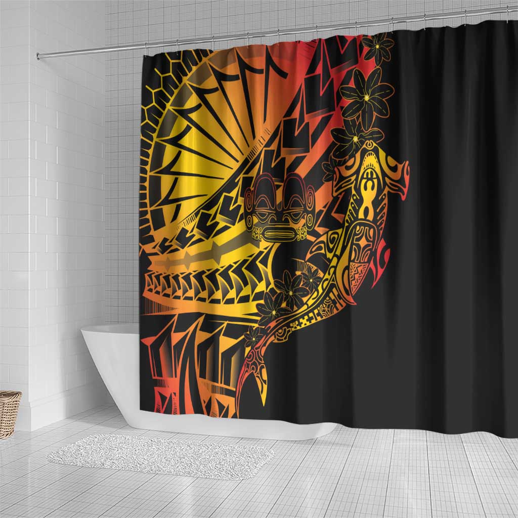 Gradient Marquesas Islands Shower Curtain Marquesan Matatiki Hammerhead Shark Patutiki LT14 - Polynesian Pride