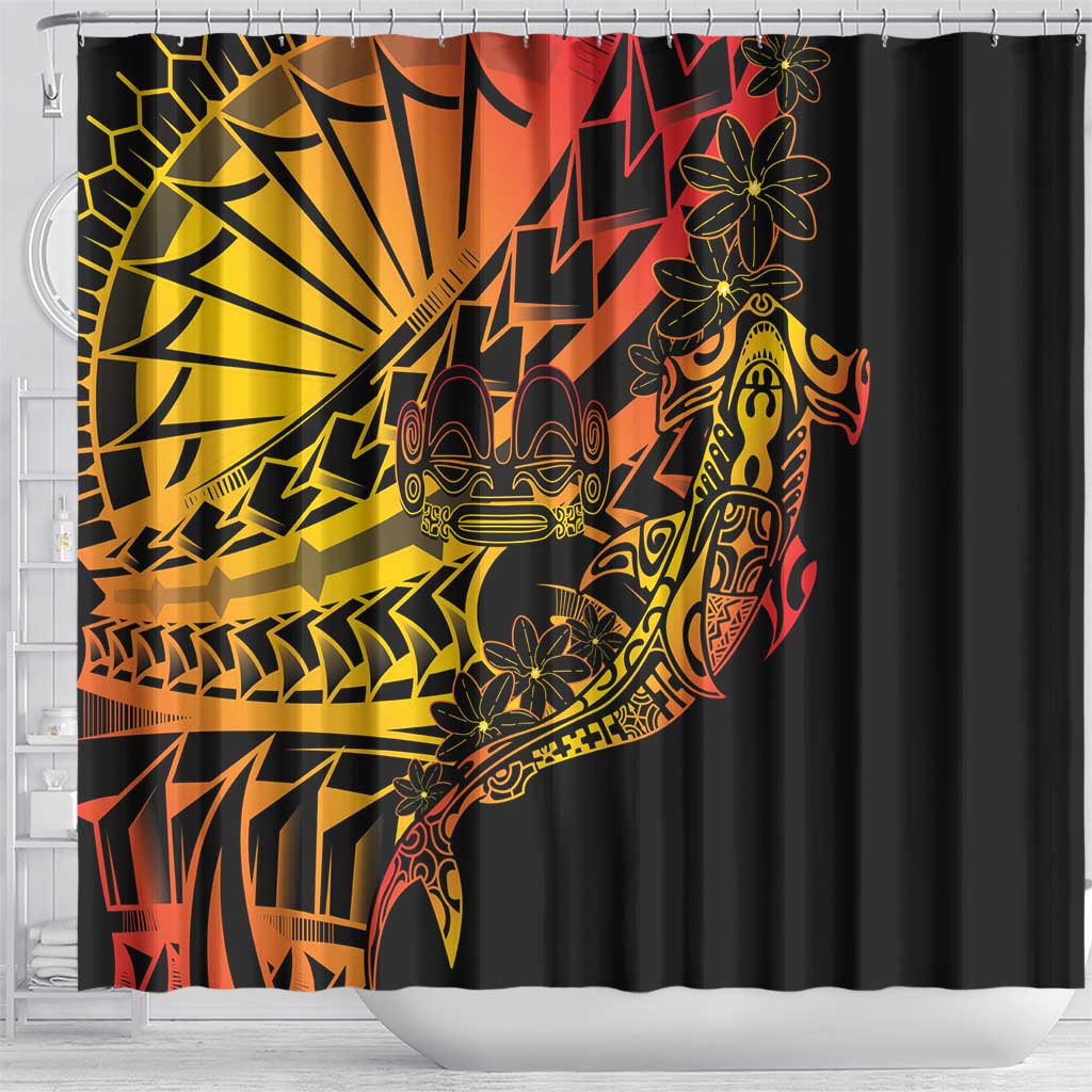 Gradient Marquesas Islands Shower Curtain Marquesan Matatiki Hammerhead Shark Patutiki LT14 - Polynesian Pride