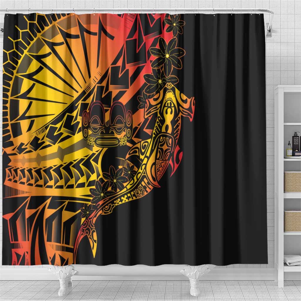 Gradient Marquesas Islands Shower Curtain Marquesan Matatiki Hammerhead Shark Patutiki LT14 - Polynesian Pride