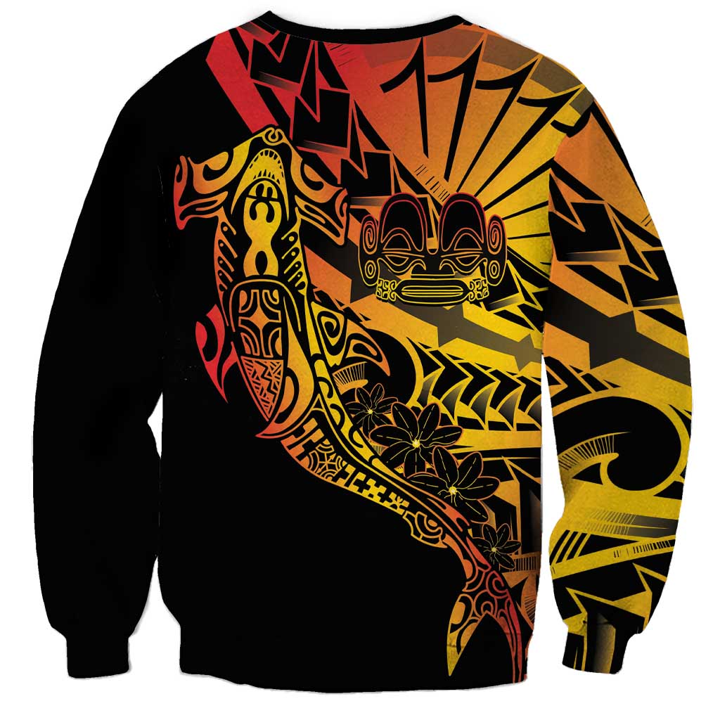 Gradient Marquesas Islands Sweatshirt Marquesan Matatiki Hammerhead Shark Patutiki - Polynesian Pride
