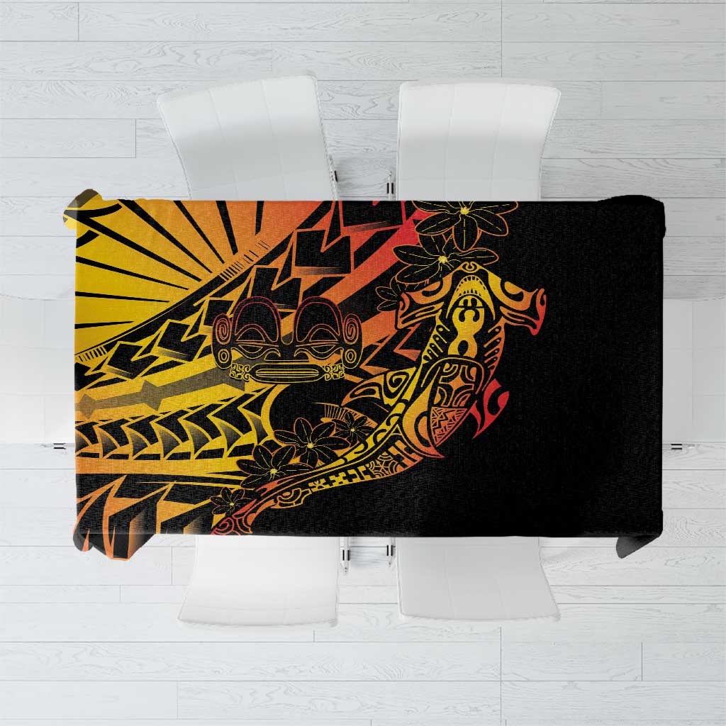 Gradient Marquesas Islands Tablecloth Marquesan Matatiki Hammerhead Shark Patutiki LT14 Yellow - Polynesian Pride