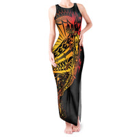 Gradient Marquesas Islands Tank Maxi Dress Marquesan Matatiki Hammerhead Shark Patutiki LT14 Women Yellow - Polynesian Pride