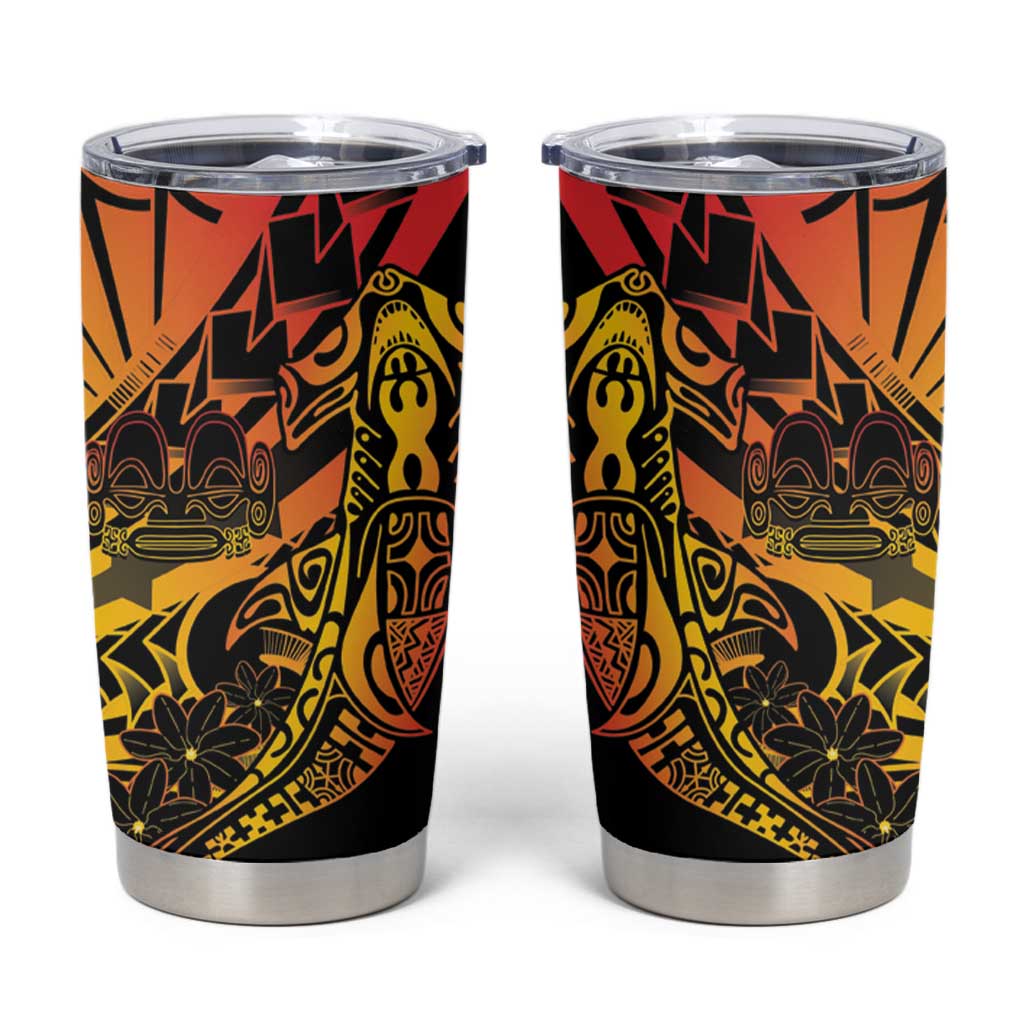 Gradient Marquesas Islands Tumbler Cup Marquesan Matatiki Hammerhead Shark Patutiki - Polynesian Pride