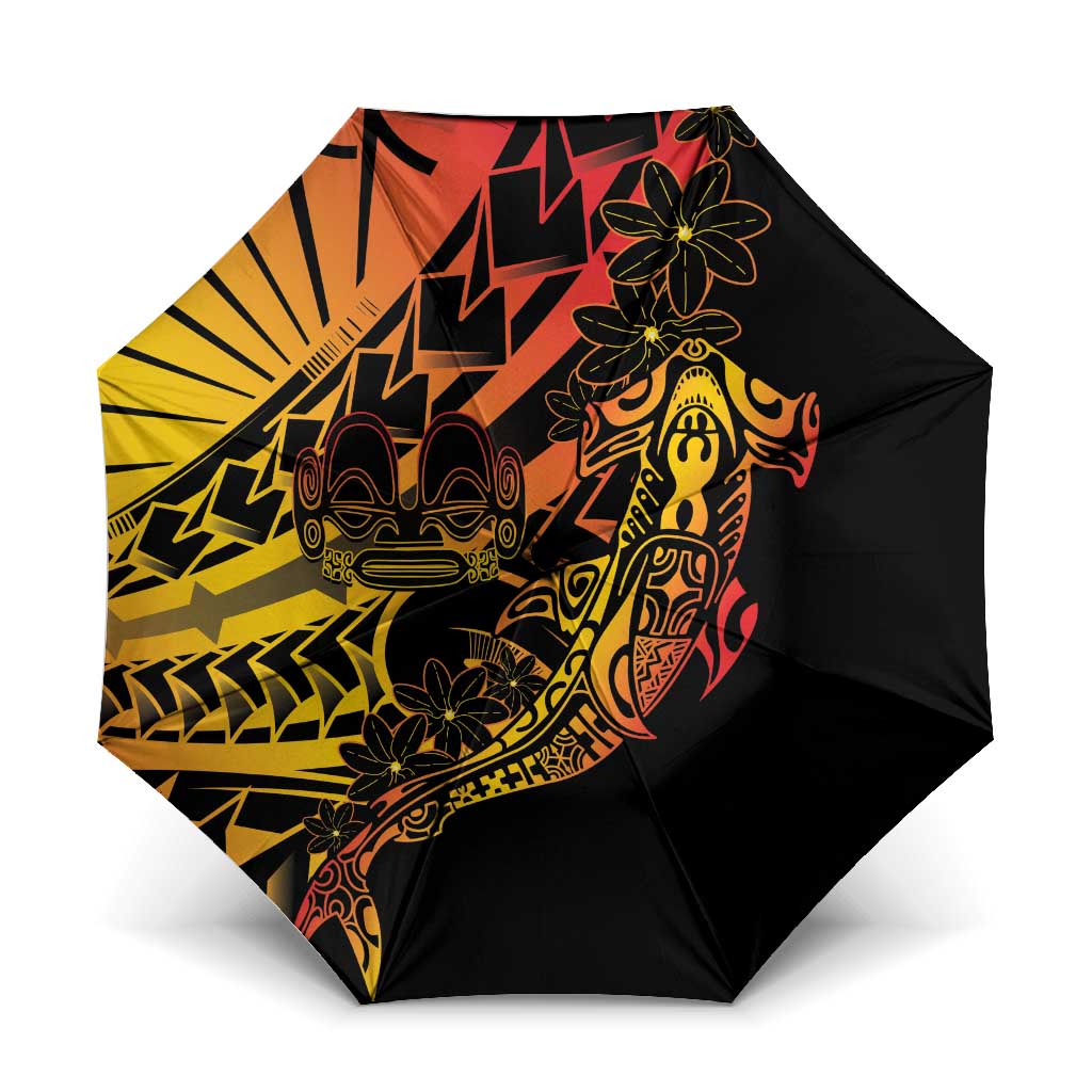 Gradient Marquesas Islands Umbrella Marquesan Matatiki Hammerhead Shark Patutiki - Polynesian Pride