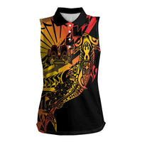 Gradient Marquesas Islands Women Sleeveless Polo Shirt Marquesan Matatiki Hammerhead Shark Patutiki - Polynesian Pride