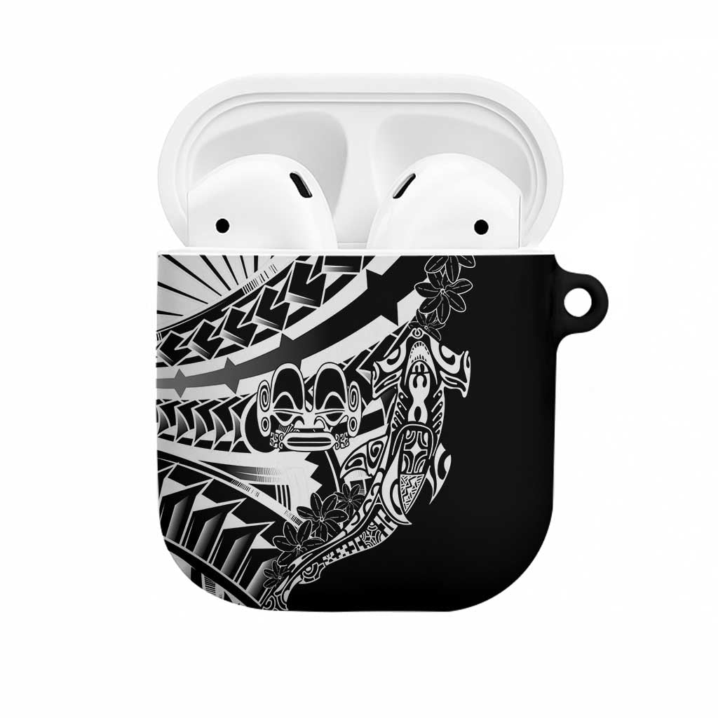 Black White Marquesas Islands AirPods Case Marquesan Matatiki Hammerhead Shark Patutiki - Polynesian Pride