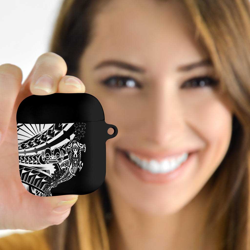 Black White Marquesas Islands AirPods Case Marquesan Matatiki Hammerhead Shark Patutiki - Polynesian Pride