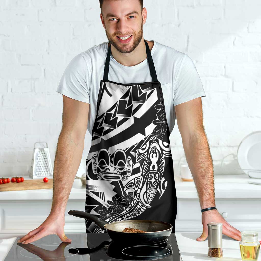 Black White Marquesas Islands Apron Marquesan Matatiki Hammerhead Shark Patutiki - Polynesian Pride