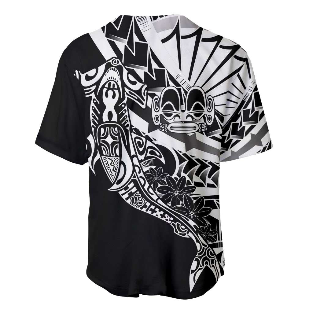 Black White Marquesas Islands Baseball Jersey Marquesan Matatiki Hammerhead Shark Patutiki LT14 - Polynesian Pride