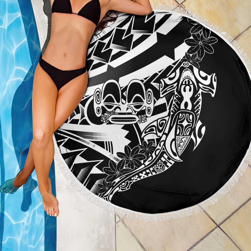 Black White Marquesas Islands Beach Blanket Marquesan Matatiki Hammerhead Shark Patutiki LT14 - Polynesian Pride