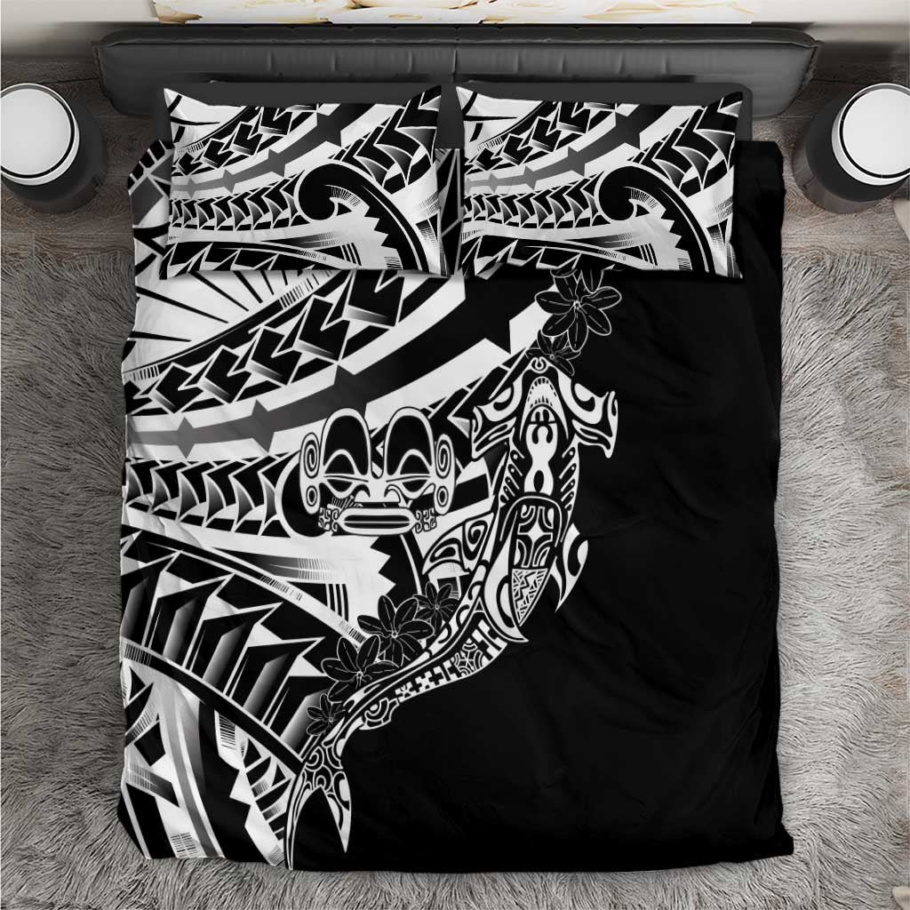 Black White Marquesas Islands Bedding Set Marquesan Matatiki Hammerhead Shark Patutiki LT14 Black - Polynesian Pride