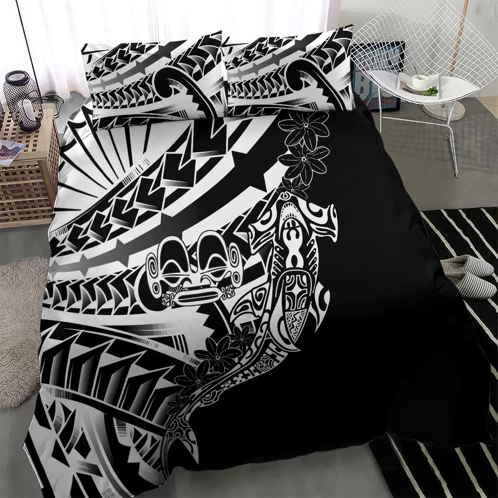 Black White Marquesas Islands Bedding Set Marquesan Matatiki Hammerhead Shark Patutiki LT14 - Polynesian Pride