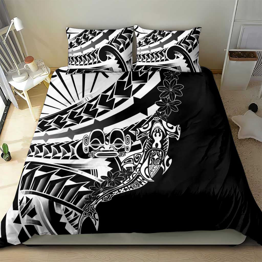 Black White Marquesas Islands Bedding Set Marquesan Matatiki Hammerhead Shark Patutiki LT14 - Polynesian Pride