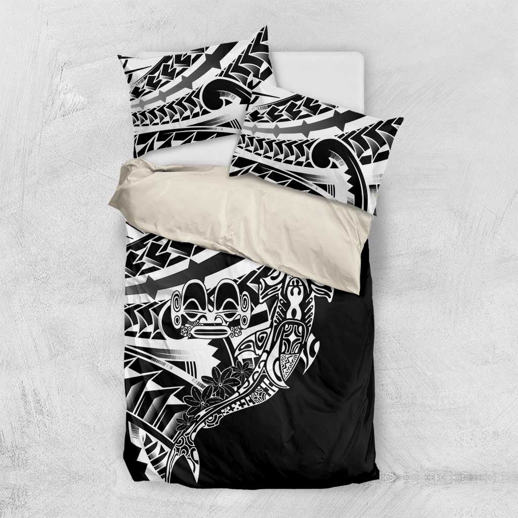 Black White Marquesas Islands Bedding Set Marquesan Matatiki Hammerhead Shark Patutiki LT14 US Twin 172cm x 218cm Black - Polynesian Pride