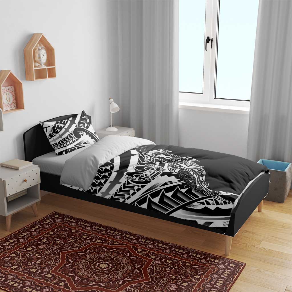 Black White Marquesas Islands Bedding Set Marquesan Matatiki Hammerhead Shark Patutiki LT14 - Polynesian Pride