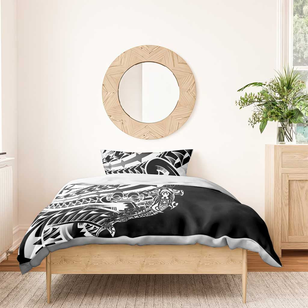 Black White Marquesas Islands Bedding Set Marquesan Matatiki Hammerhead Shark Patutiki LT14 - Polynesian Pride