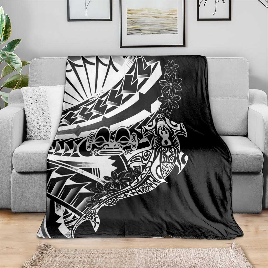 Black White Marquesas Islands Blanket Marquesan Matatiki Hammerhead Shark Patutiki LT14 - Polynesian Pride