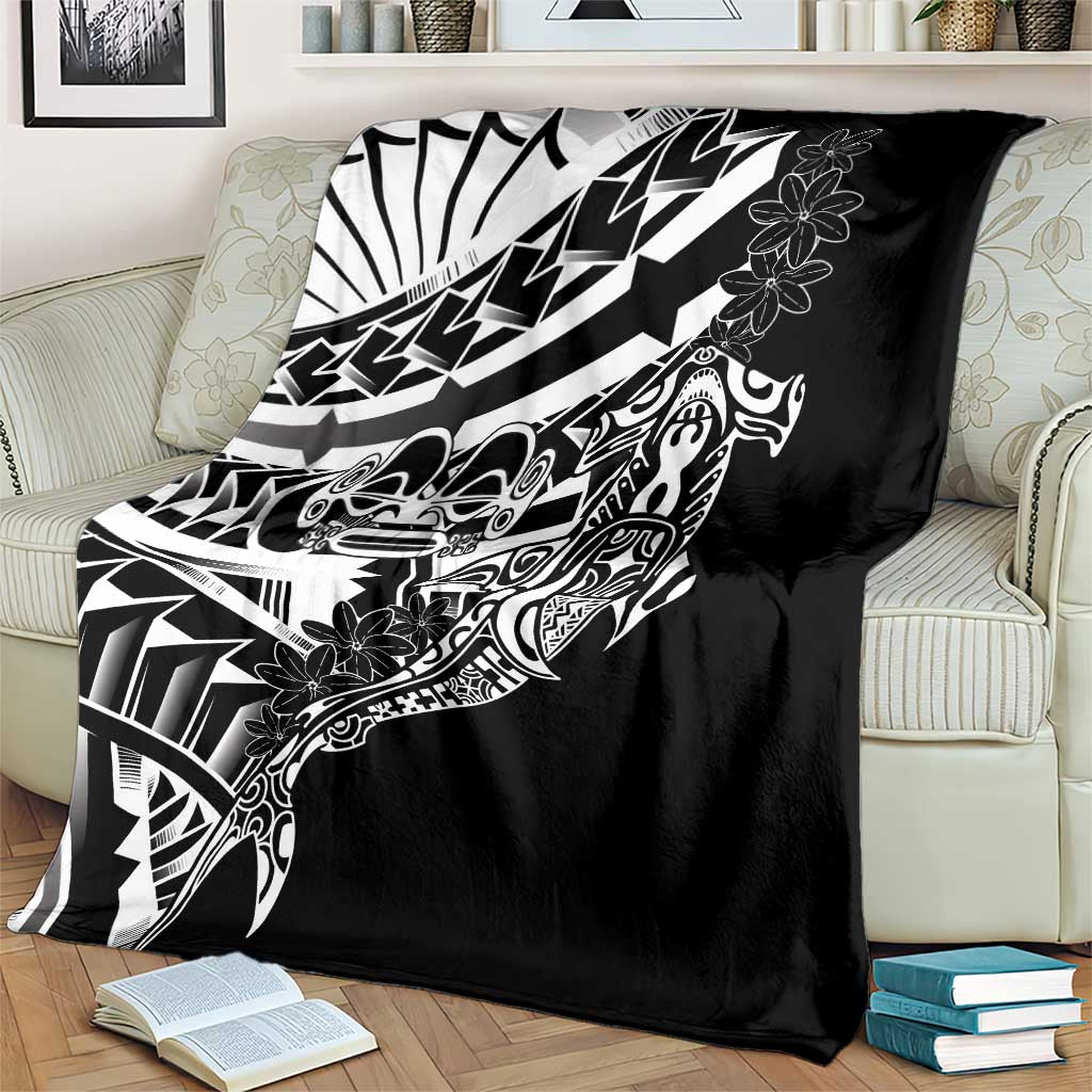 Black White Marquesas Islands Blanket Marquesan Matatiki Hammerhead Shark Patutiki LT14 - Polynesian Pride