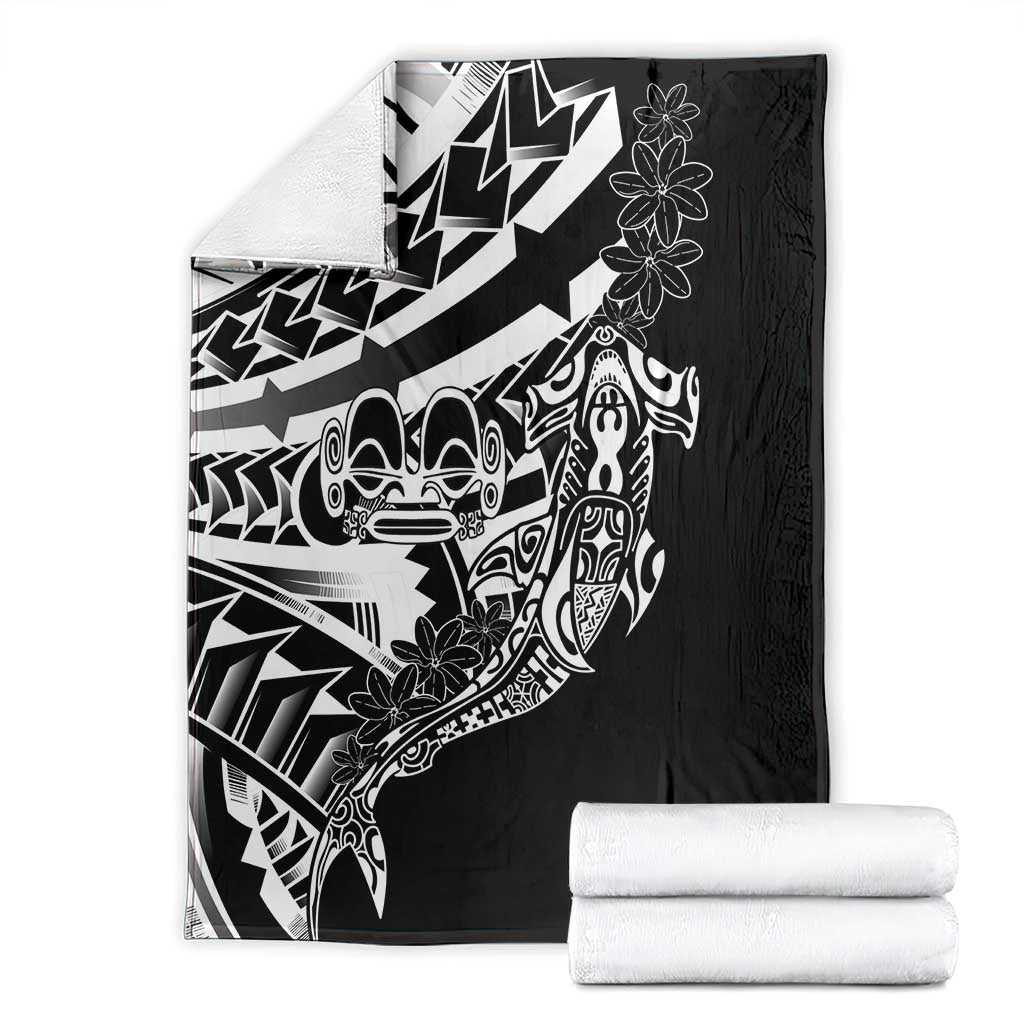 Black White Marquesas Islands Blanket Marquesan Matatiki Hammerhead Shark Patutiki LT14 - Polynesian Pride