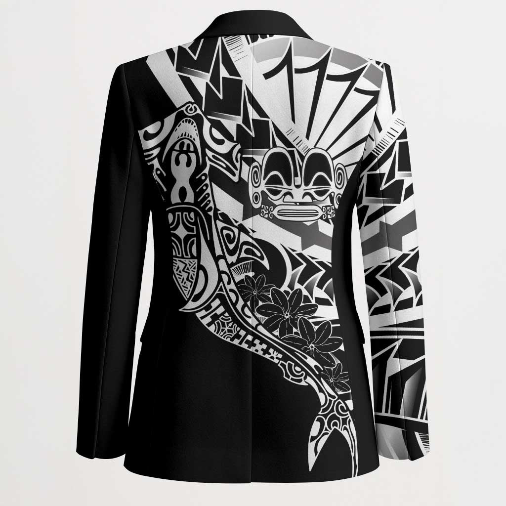 Black White Marquesas Islands Blazer Marquesan Matatiki Hammerhead Shark Patutiki LT14 - Polynesian Pride