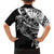 Black White Marquesas Islands Family Matching Off The Shoulder Long Sleeve Dress and Hawaiian Shirt Marquesan Matatiki Hammerhead Shark Patutiki - Polynesian Pride