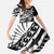 Black White Marquesas Islands Family Matching Off The Shoulder Long Sleeve Dress and Hawaiian Shirt Marquesan Matatiki Hammerhead Shark Patutiki - Polynesian Pride