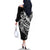 Black White Marquesas Islands Family Matching Off The Shoulder Long Sleeve Dress and Hawaiian Shirt Marquesan Matatiki Hammerhead Shark Patutiki - Polynesian Pride