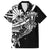 Black White Marquesas Islands Family Matching Off Shoulder Short Dress and Hawaiian Shirt Marquesan Matatiki Hammerhead Shark Patutiki - Polynesian Pride