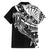 Black White Marquesas Islands Family Matching Off Shoulder Short Dress and Hawaiian Shirt Marquesan Matatiki Hammerhead Shark Patutiki - Polynesian Pride