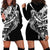 Black White Marquesas Islands Hoodie Dress Marquesan Matatiki Hammerhead Shark Patutiki - Polynesian Pride