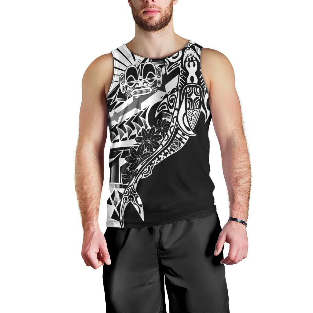 Black White Marquesas Islands Men Tank Top Marquesan Matatiki Hammerhead Shark Patutiki - Polynesian Pride