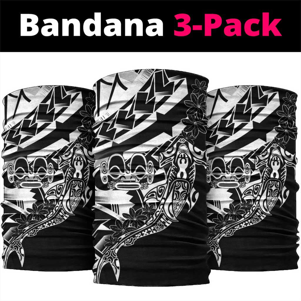 Black White Marquesas Islands Neck Gaiter Marquesan Matatiki Hammerhead Shark Patutiki LT14 package One Size: 25*50cm Black - Polynesian Pride