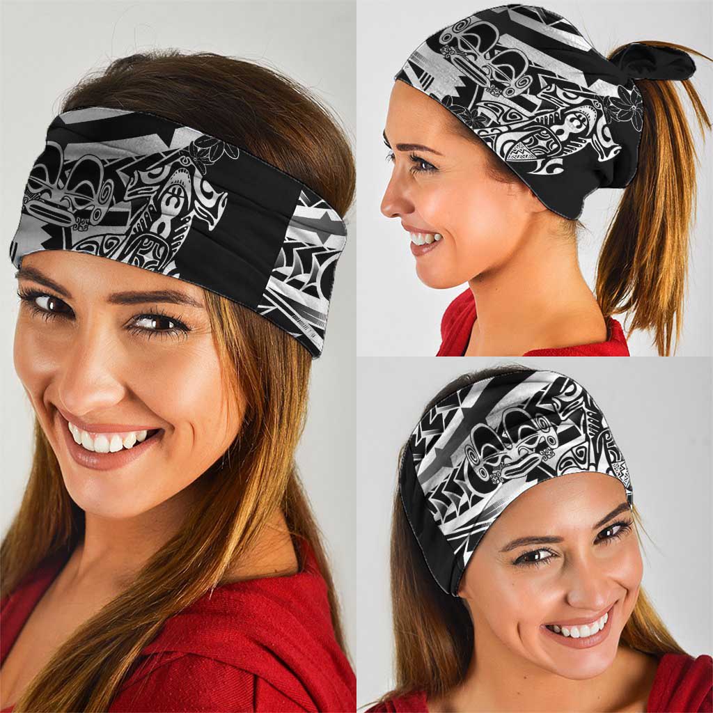 Black White Marquesas Islands Neck Gaiter Marquesan Matatiki Hammerhead Shark Patutiki LT14 - Polynesian Pride