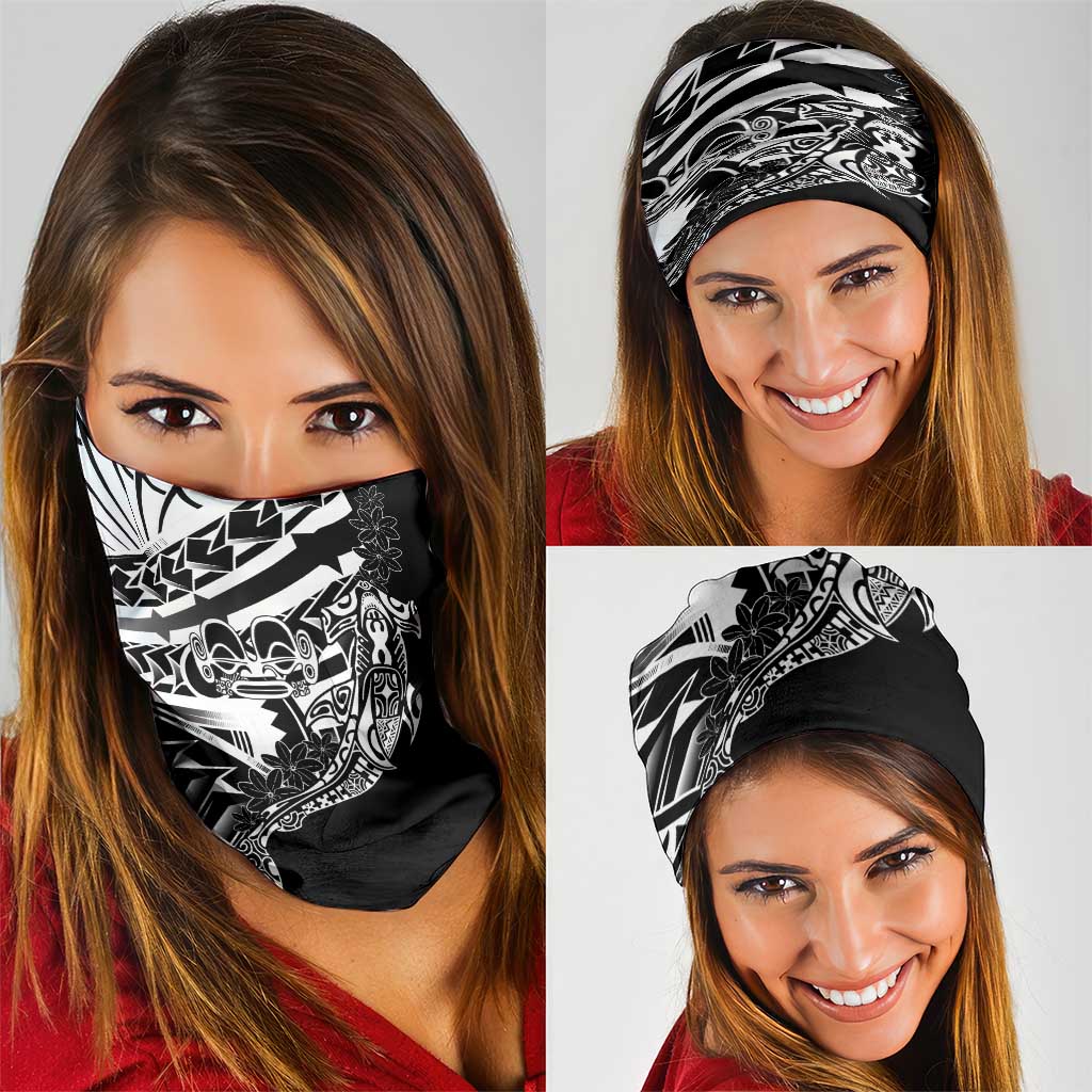 Black White Marquesas Islands Neck Gaiter Marquesan Matatiki Hammerhead Shark Patutiki LT14 - Polynesian Pride