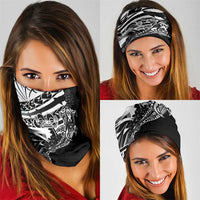 Black White Marquesas Islands Neck Gaiter Marquesan Matatiki Hammerhead Shark Patutiki LT14 - Polynesian Pride