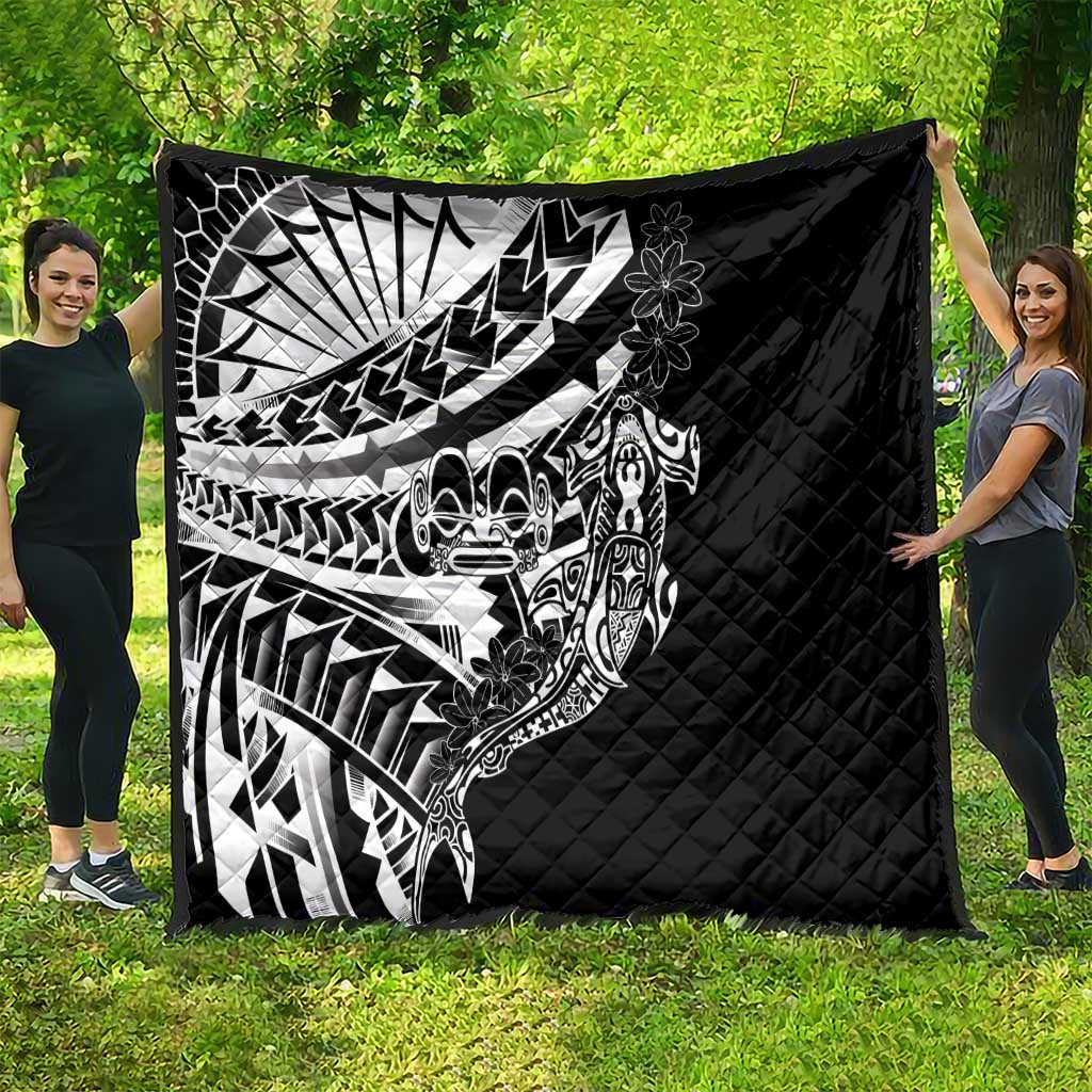 Black White Marquesas Islands Quilt Marquesan Matatiki Hammerhead Shark Patutiki LT14 - Polynesian Pride
