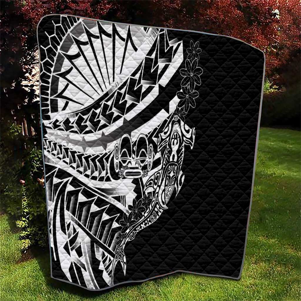 Black White Marquesas Islands Quilt Marquesan Matatiki Hammerhead Shark Patutiki LT14 - Polynesian Pride