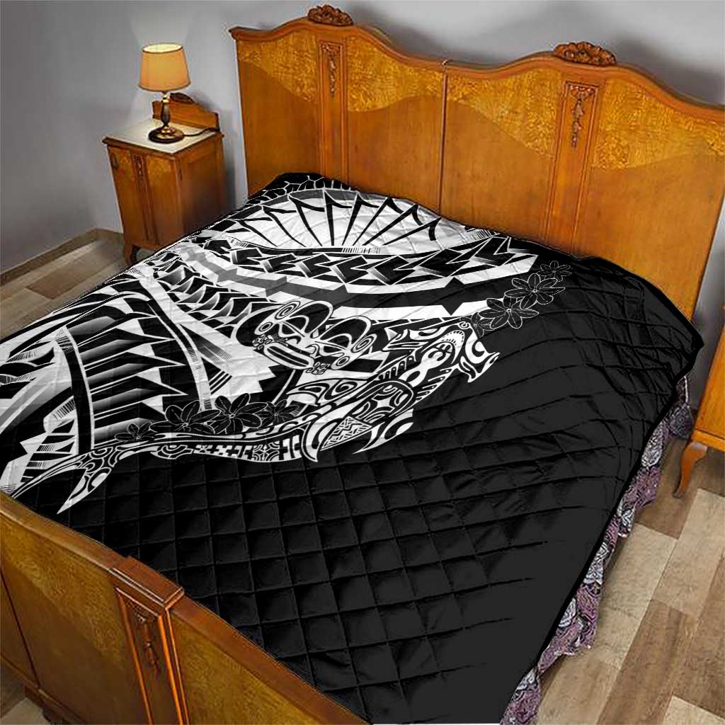 Black White Marquesas Islands Quilt Marquesan Matatiki Hammerhead Shark Patutiki LT14 - Polynesian Pride
