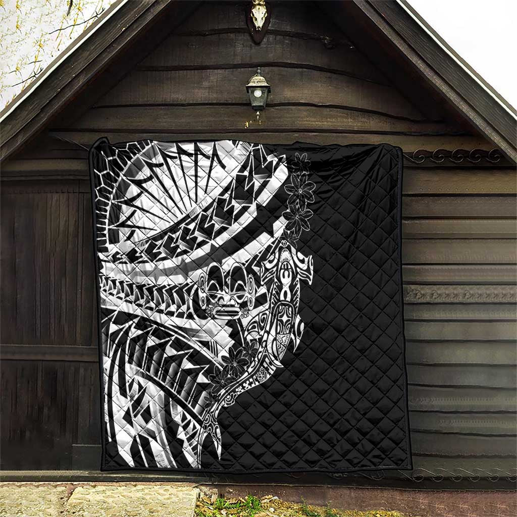 Black White Marquesas Islands Quilt Marquesan Matatiki Hammerhead Shark Patutiki LT14 - Polynesian Pride