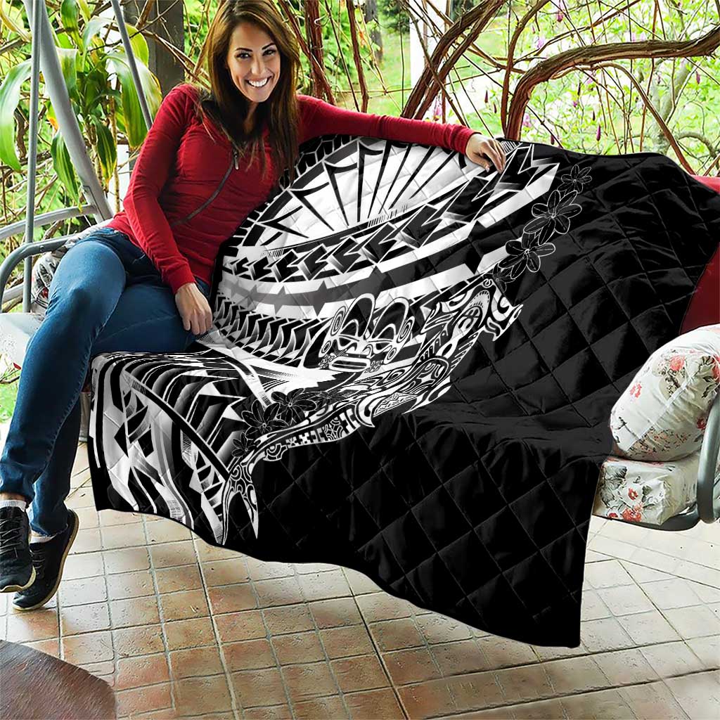 Black White Marquesas Islands Quilt Marquesan Matatiki Hammerhead Shark Patutiki LT14 - Polynesian Pride