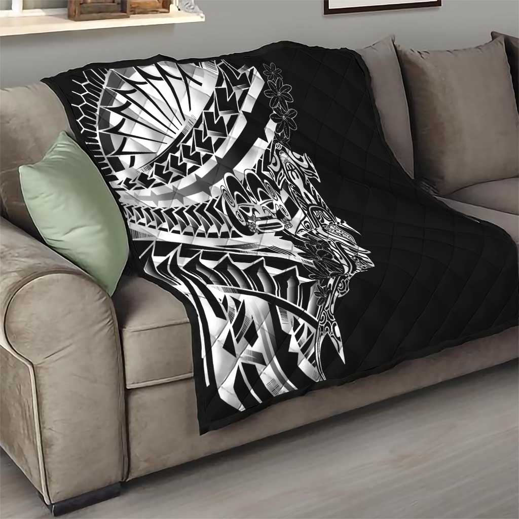 Black White Marquesas Islands Quilt Marquesan Matatiki Hammerhead Shark Patutiki LT14 - Polynesian Pride