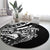 Black White Marquesas Islands Round Carpet Marquesan Matatiki Hammerhead Shark Patutiki - Polynesian Pride