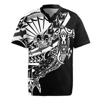 Black White Marquesas Islands Rugby Jersey Marquesan Matatiki Hammerhead Shark Patutiki - Polynesian Pride