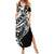 Black White Marquesas Islands Summer Maxi Dress Marquesan Matatiki Hammerhead Shark Patutiki - Polynesian Pride