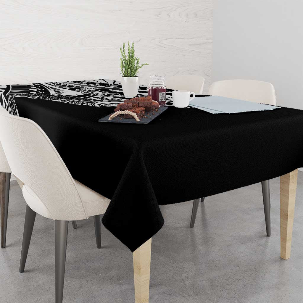 Black White Marquesas Islands Tablecloth Marquesan Matatiki Hammerhead Shark Patutiki LT14 - Polynesian Pride