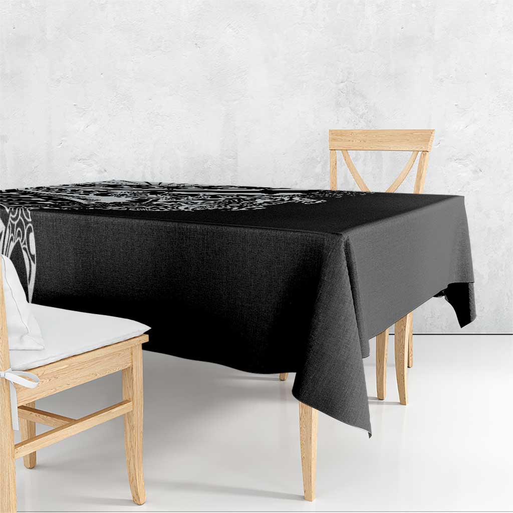 Black White Marquesas Islands Tablecloth Marquesan Matatiki Hammerhead Shark Patutiki LT14 - Polynesian Pride